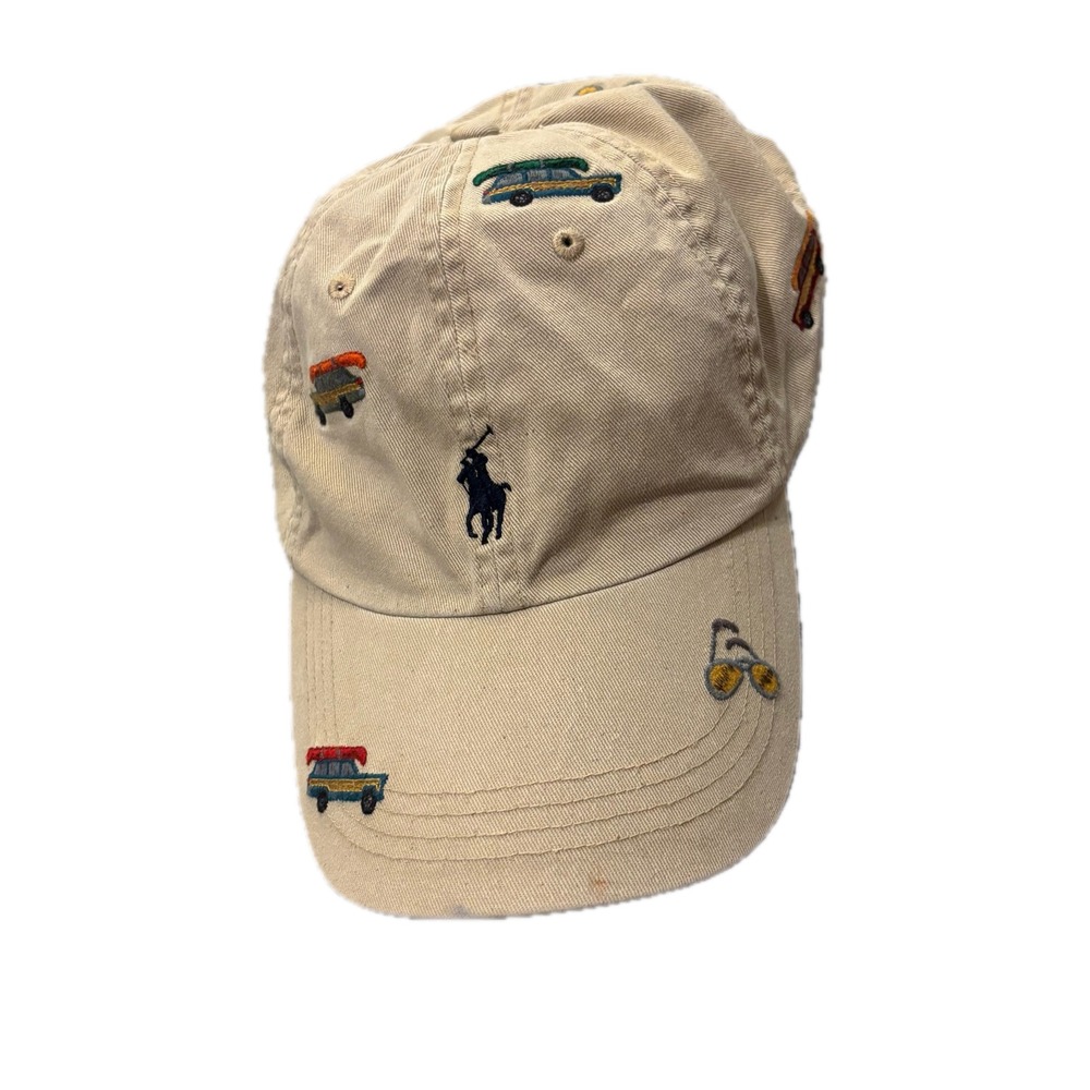 Polo Ralph Lauren Tan Embroidered Woodie Wagon Binoculars Baseball Cap Hat OS